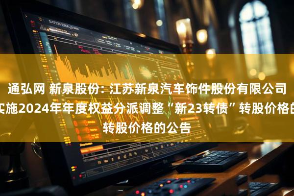 通弘网 新泉股份: 江苏新泉汽车饰件股份有限公司关于实施2024年年度权益分派调整“新23转债”转股价格的公告