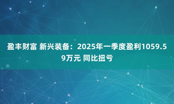 盈丰财富 新兴装备：2025年一季度盈利1059.59万元 同比扭亏